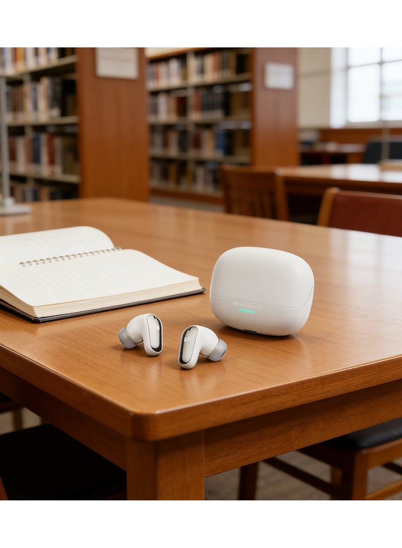 Monster In-Ear Wireless Earbuds – Bluetooth 5.0, Smart Touch Control, Instant Pop-Up Pairing with Replacement Silicone Eartips (Standard Version - White) White - Image 5