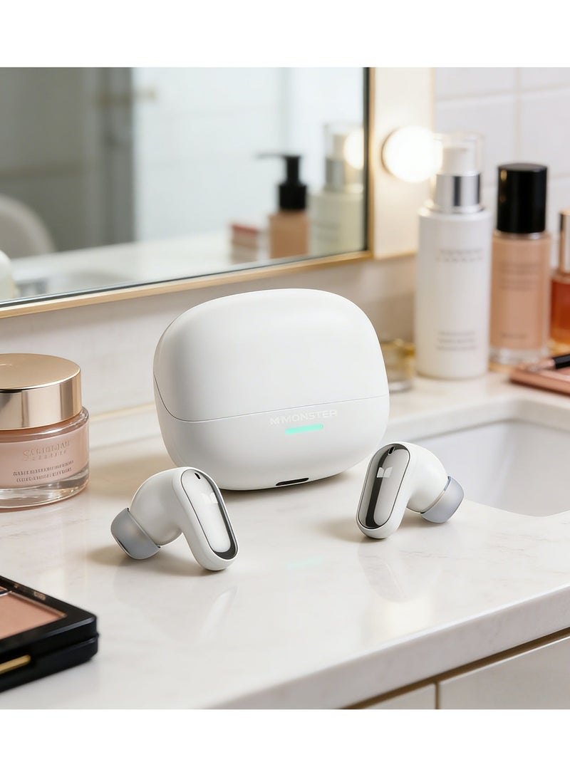 Monster In-Ear Wireless Earbuds – Bluetooth 5.0, Smart Touch Control, Instant Pop-Up Pairing with Replacement Silicone Eartips (Standard Version - White) White - Image 2