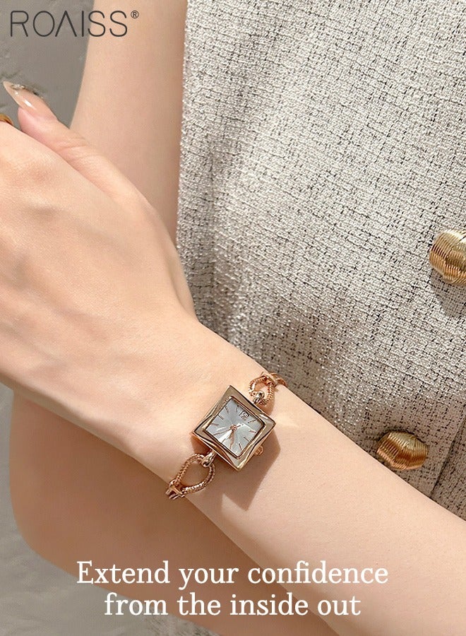 رويس ساعة كوارتز ية كلاسيكية نسائية، شاشة تناظرية، قرص مربع مع حزام سلسلة، ساعة يد فاخرة أنيقة مقاومة للماء كهدية للسيدات - Image 2