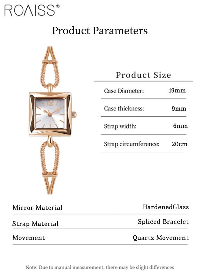 رويس ساعة كوارتز ية كلاسيكية نسائية، شاشة تناظرية، قرص مربع مع حزام سلسلة، ساعة يد فاخرة أنيقة مقاومة للماء كهدية للسيدات - Image 3