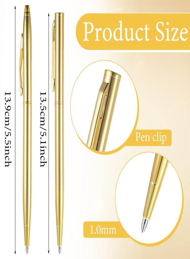Dimeho 6 Pcs Retractable Metallic Black Ink Pens Slim Gold Ballpoint Pens 1.0 mm Medium Point Pen Mini Conical Pens Tiny Smooth Writing Pens for Men Women Office Business Wedding Christmas - Image 2