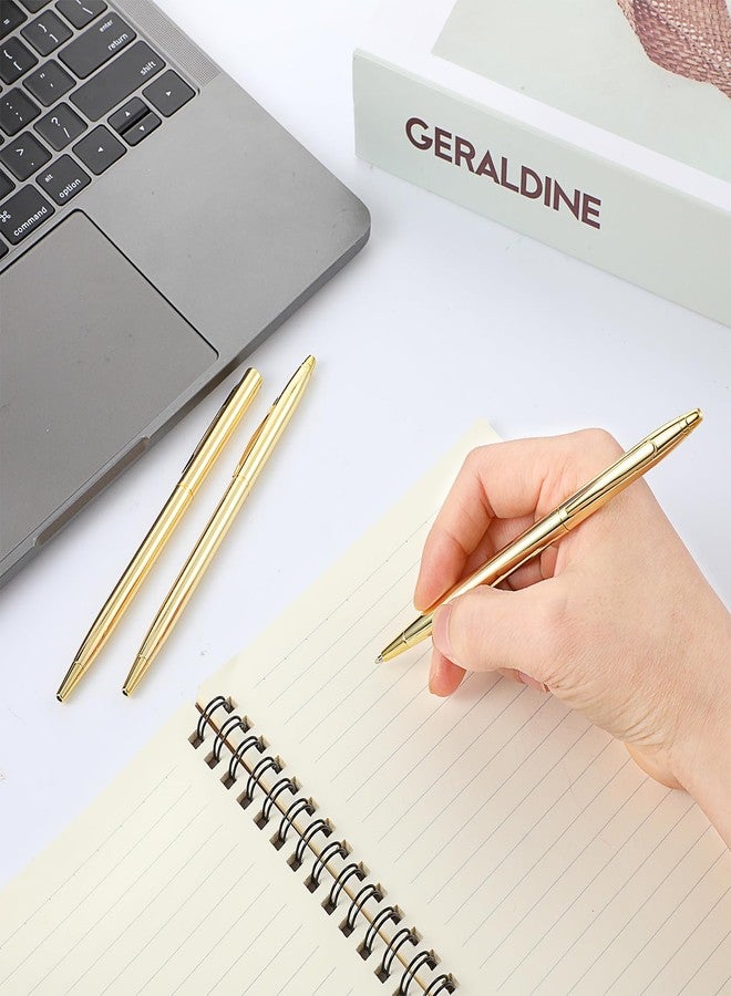 Dimeho 6 Pcs Retractable Metallic Black Ink Pens Slim Gold Ballpoint Pens 1.0 mm Medium Point Pen Mini Conical Pens Tiny Smooth Writing Pens for Men Women Office Business Wedding Christmas - Image 4