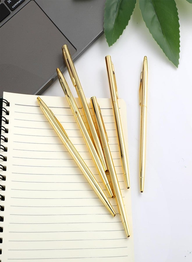 Dimeho 6 Pcs Retractable Metallic Black Ink Pens Slim Gold Ballpoint Pens 1.0 mm Medium Point Pen Mini Conical Pens Tiny Smooth Writing Pens for Men Women Office Business Wedding Christmas - Image 3