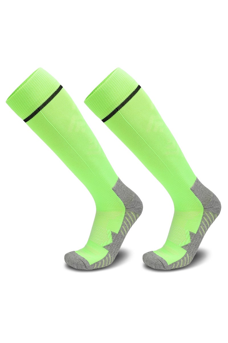 جناح السماء جوارب كرة قدم رجالية ونسائية، جوارب أنبوبية ضاغطة ملونة، جوارب رياضية لكرة القدم للجنسين - أخضر - زوجان - Image 1