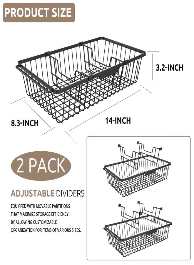 WILDMOS 【2 PACK】Wire Baskets for Organizing,14-Inch Metal Basket Movable Partition,Wire Baskets for Pantry&Kitchen, bathroom, cabinets, tabletop, etc - Image 3