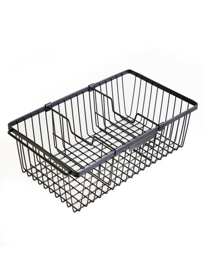 WILDMOS 【2 PACK】Wire Baskets for Organizing,14-Inch Metal Basket Movable Partition,Wire Baskets for Pantry&Kitchen, bathroom, cabinets, tabletop, etc - Image 1