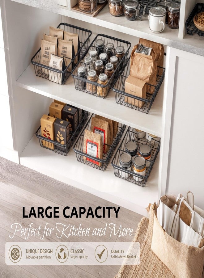 WILDMOS 【2 PACK】Wire Baskets for Organizing,14-Inch Metal Basket Movable Partition,Wire Baskets for Pantry&Kitchen, bathroom, cabinets, tabletop, etc - Image 2
