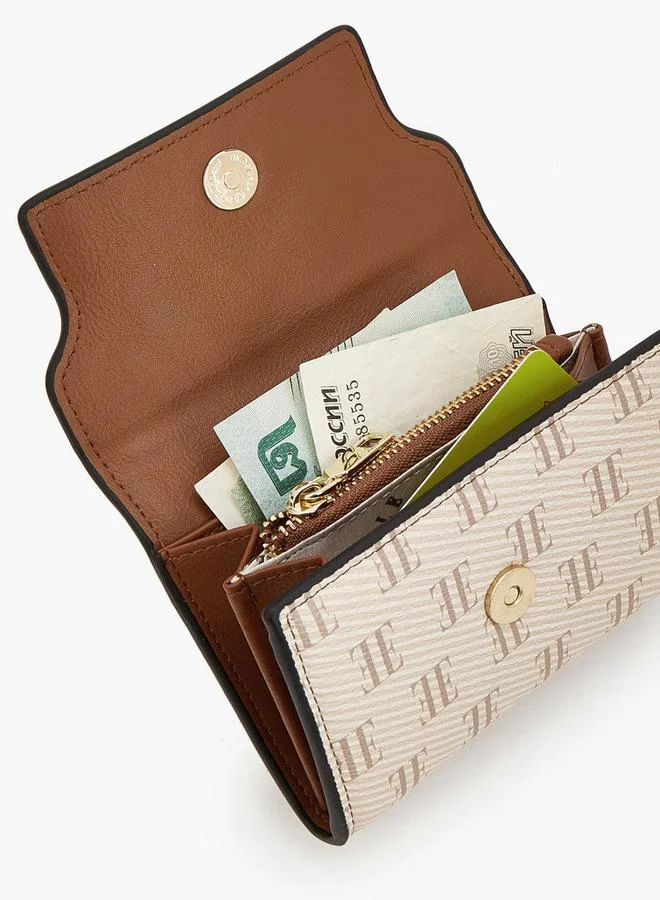 Elle TAN Monogram Wallet With Magnetic Snap Closure for Women | Best Price UAE