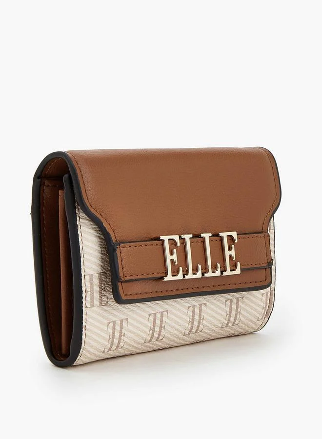 Elle TAN Monogram Wallet With Magnetic Snap Closure for Women | Best Price UAE