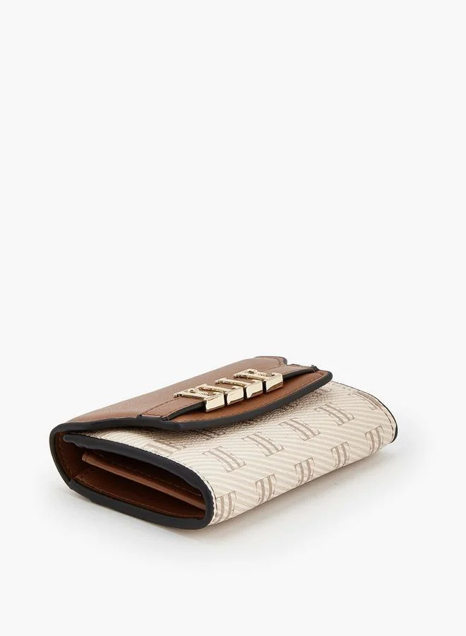 Elle TAN Monogram Wallet With Magnetic Snap Closure for Women | Best Price UAE