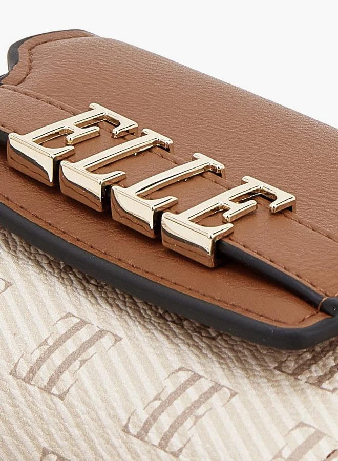 Elle TAN Monogram Wallet With Magnetic Snap Closure for Women | Best Price UAE