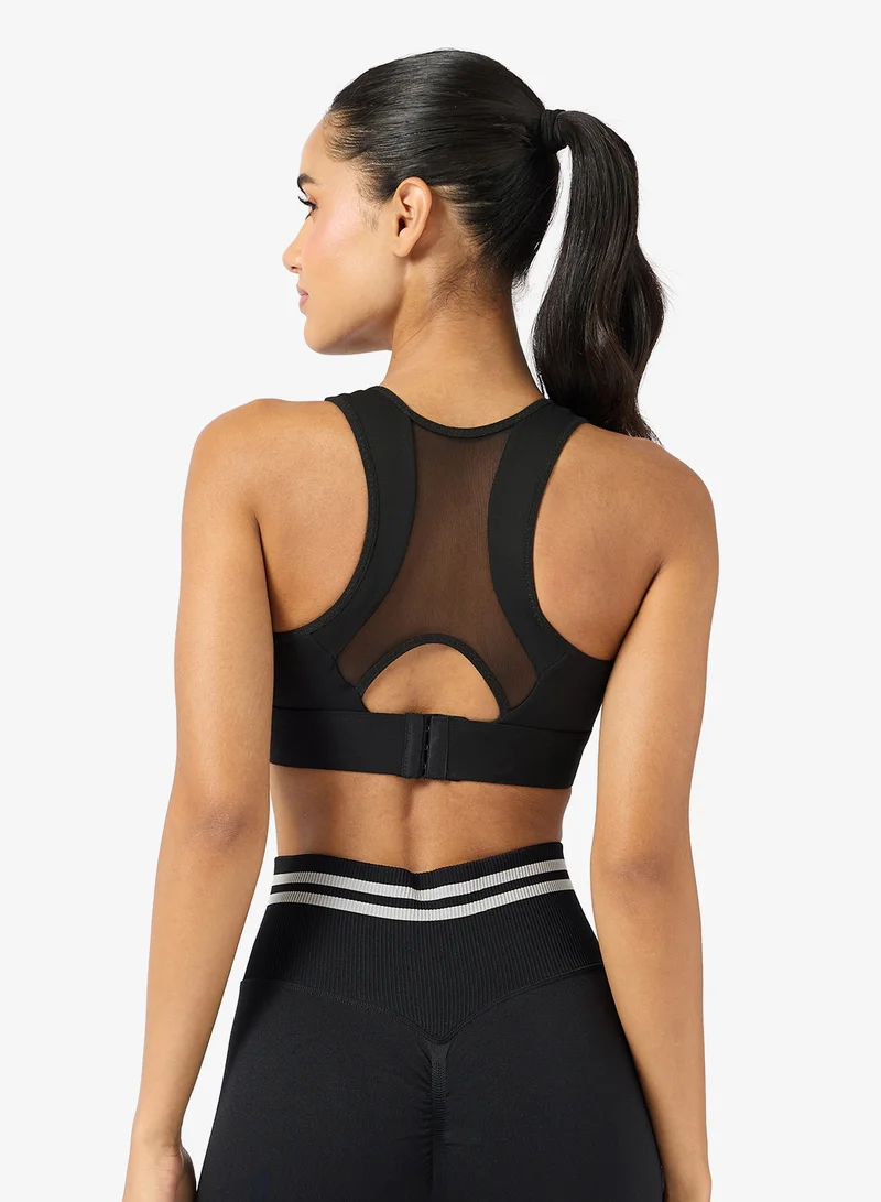 FRWD  Mesh Detail Sports Bra with Back Clasp for Women | Best Price UAE