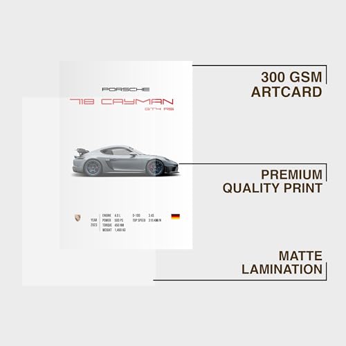 CodersParadise engineered wood Porsche 718 Cayman Wall Poster Frames|Aesthetic A4 Poster Frames For Home, Living Room, Bedroom and Office|Wall Frames Artworks|Hanging Theme Posters - Image 2