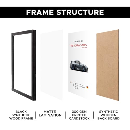 CodersParadise engineered wood Porsche 718 Cayman Wall Poster Frames|Aesthetic A4 Poster Frames For Home, Living Room, Bedroom and Office|Wall Frames Artworks|Hanging Theme Posters - Image 4