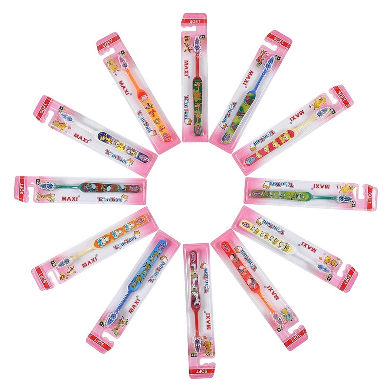 MAXI TomTom Kids Soft bristles Manual Toothbrush, Multicolor (Pack of 12) - Image 3