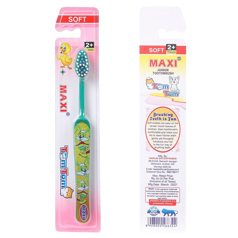 MAXI TomTom Kids Soft bristles Manual Toothbrush, Multicolor (Pack of 12) - Image 5