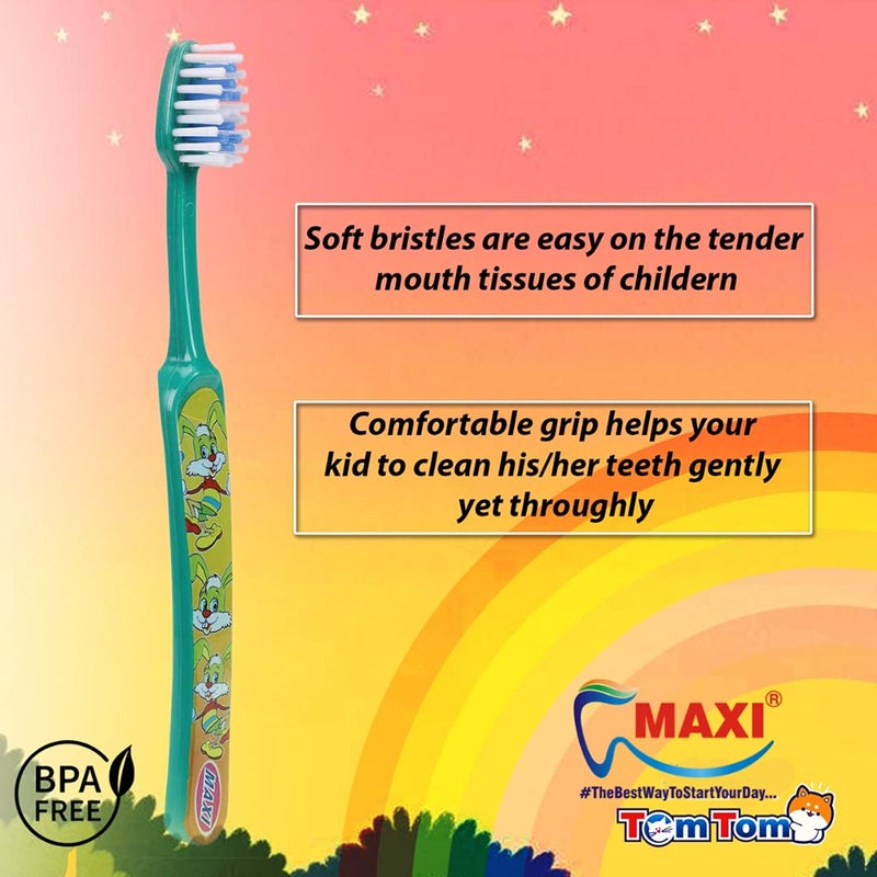 MAXI TomTom Kids Soft bristles Manual Toothbrush, Multicolor (Pack of 12) - Image 2