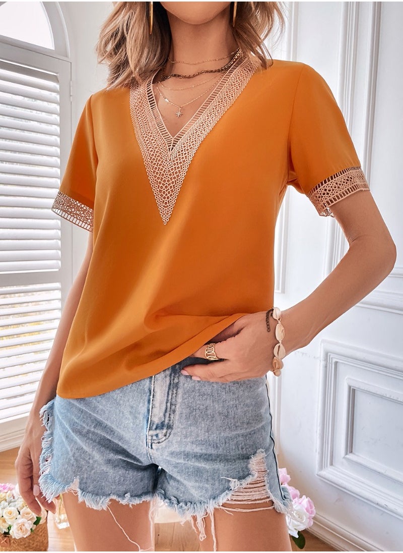 Orange Plain/Basic Short Sleeve Top - pzsku/Z5C48F60F80A4E265CC15Z/45/_/1721883891/c9ef20ac-8db3-4457-971f-5447a441dc7d