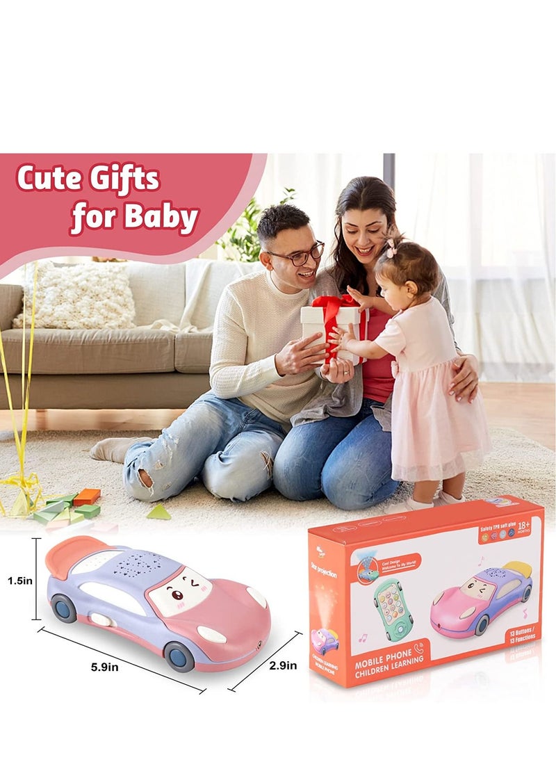 SYOSI - Baby Cell Phone Toy for 1 Year Old Boy, Multi-Function Car Toy with Music Star Projector Kids Pretend Phone for Learn Call Chat Early Education Phone Toy - Image 1