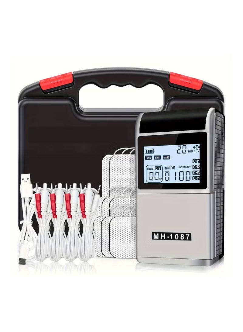 MAUSTOR 48 Modes EMS TENS MASS Machine with 8 TENS Pads, Rechargeable Tens Unit Muscle Stimulator, Meridian Massage Instrument, Pain Relief for Back Neck and Shoulders, Muscle Relaxer, Stim Machine, Electrotherapy - Image 1