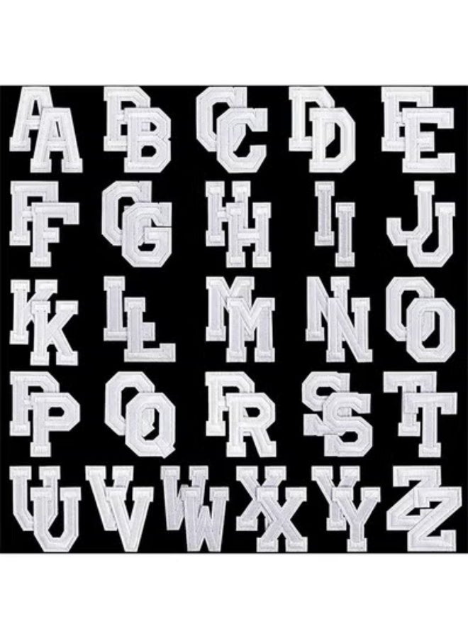 fantasize Alphabet Applique Patches,  52 Pieces Iron on Letter Patches Patch A-Z Letter Repair Patches, for Hats, Shirts, Shoes, Jeans, Bags (White) - Image 1