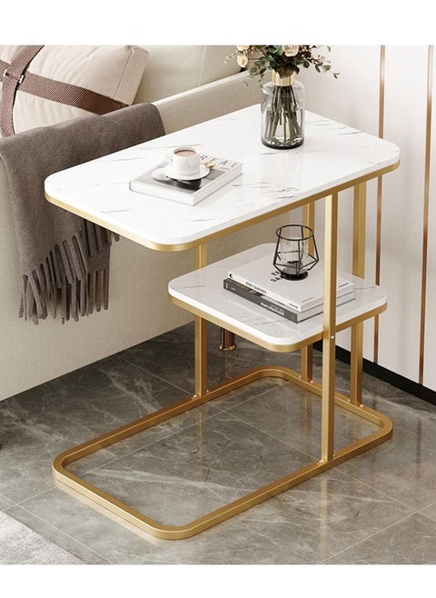 2-Tier Modern Side End Table, Nightstand Bedside Desk, Coffee Table, Side Table, End Table, Hall Table with Storage Basket for Home and Office