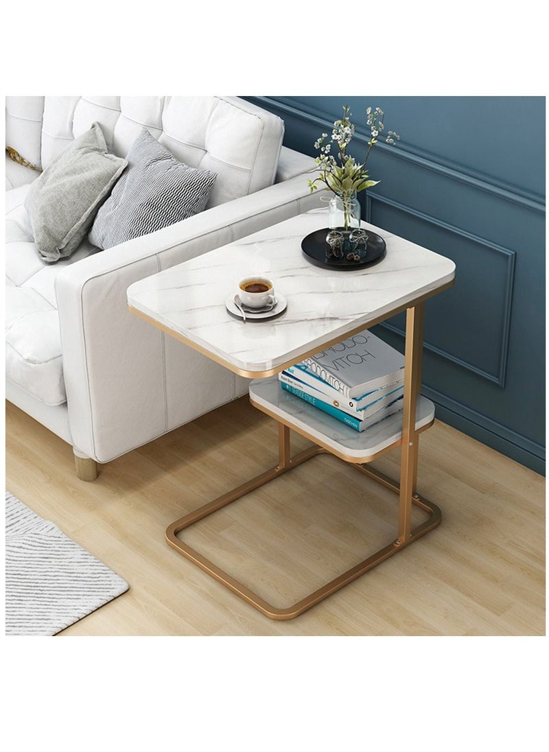 XiuWoo - 2-Tier Modern Side End Table, Nightstand Bedside Desk, Coffee Table, Side Table, End Table, Hall Table with Storage Basket for Home and Office - Image 1