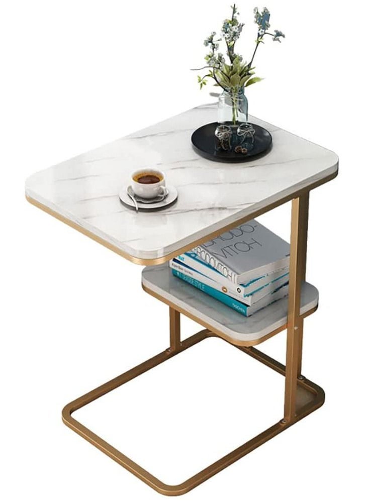 XiuWoo - 2-Tier Modern Side End Table, Nightstand Bedside Desk, Coffee Table, Side Table, End Table, Hall Table with Storage Basket for Home and Office - Image 1
