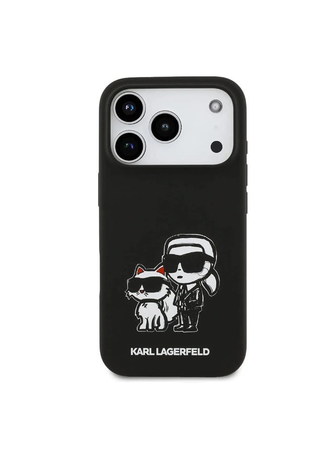 كارل لاغرفيلد جراب كارل لاغرفيلد السائل المصنوع من السيليكون لهاتف آيفون 17 برو ماكس مع رسمة كارل وشوبيت - Image 2