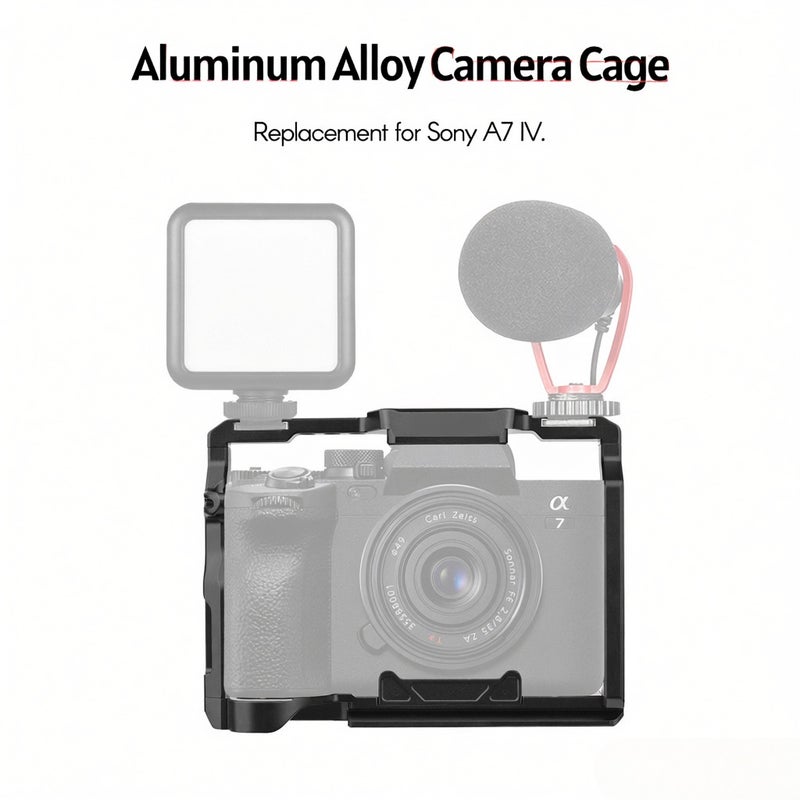 Aluminum Alloy Camera Cage with 1/4 Inch Screws Holes Cold Shoe Mounts Replacement for Sony A7 IV - Image 4
