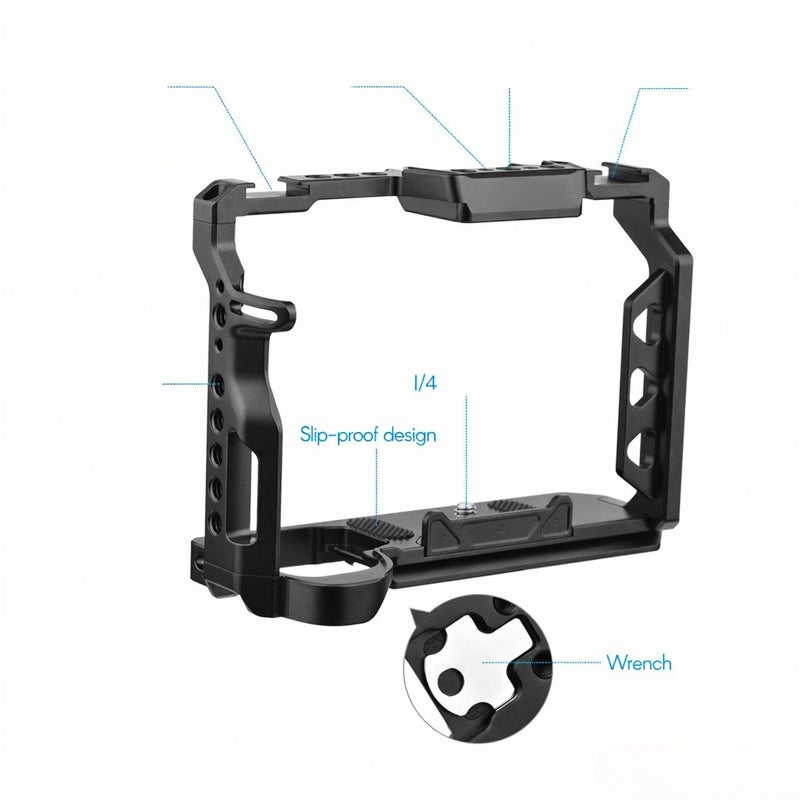 Aluminum Alloy Camera Cage with 1/4 Inch Screws Holes Cold Shoe Mounts Replacement for Sony A7 IV - Image 5