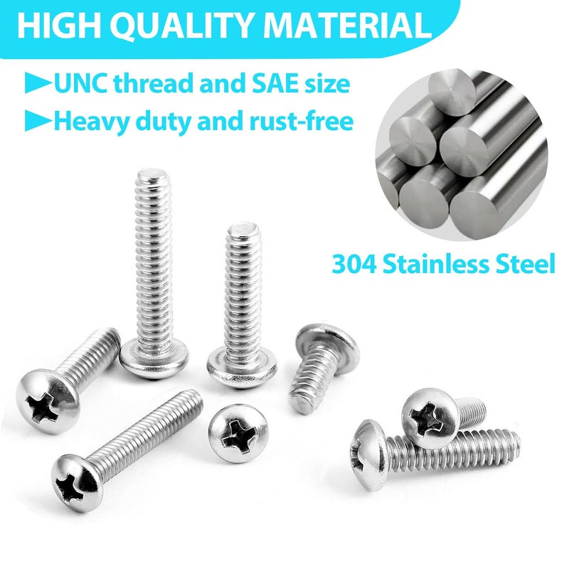 SpzcdZa 240 Pieces #6-32 Phillips Pan Head Machine Screws Nuts Washers Assortment Kit, Coarse Thread, Fully Machine Threaded, 304 Stainless Steel - Image 4