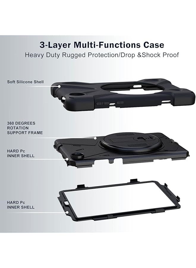 Procases - For Lenovo Tab M8 Gen 3 2022 M8 Hd Lte M8 Hd 2Nd Gen Rugged Heavy Duty Shockproof Rotating Kickstand Protective Cover For Lenovo Tab M8 Hd Gen 3 Hd Lte Hd M8 2Nd Gen -Black - Image 1