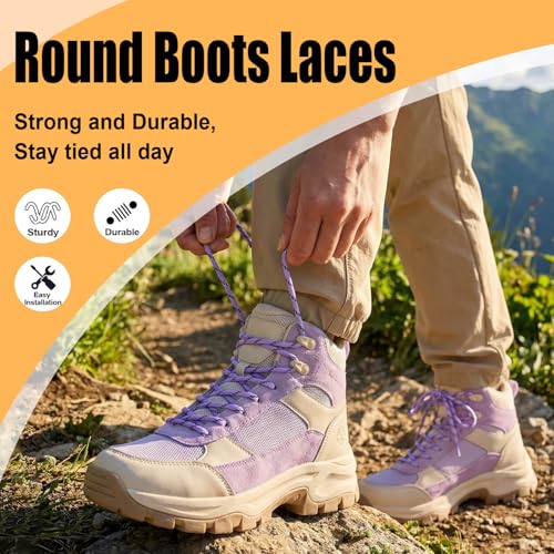 DELELE Hiking Shoe Laces for Boots, 2 Pair 55 inch Red Black Round Boot Laces Heavy Duty, Work Shoelaces Strings - Image 3