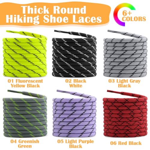 DELELE Hiking Shoe Laces for Boots, 2 Pair 55 inch Red Black Round Boot Laces Heavy Duty, Work Shoelaces Strings - Image 5