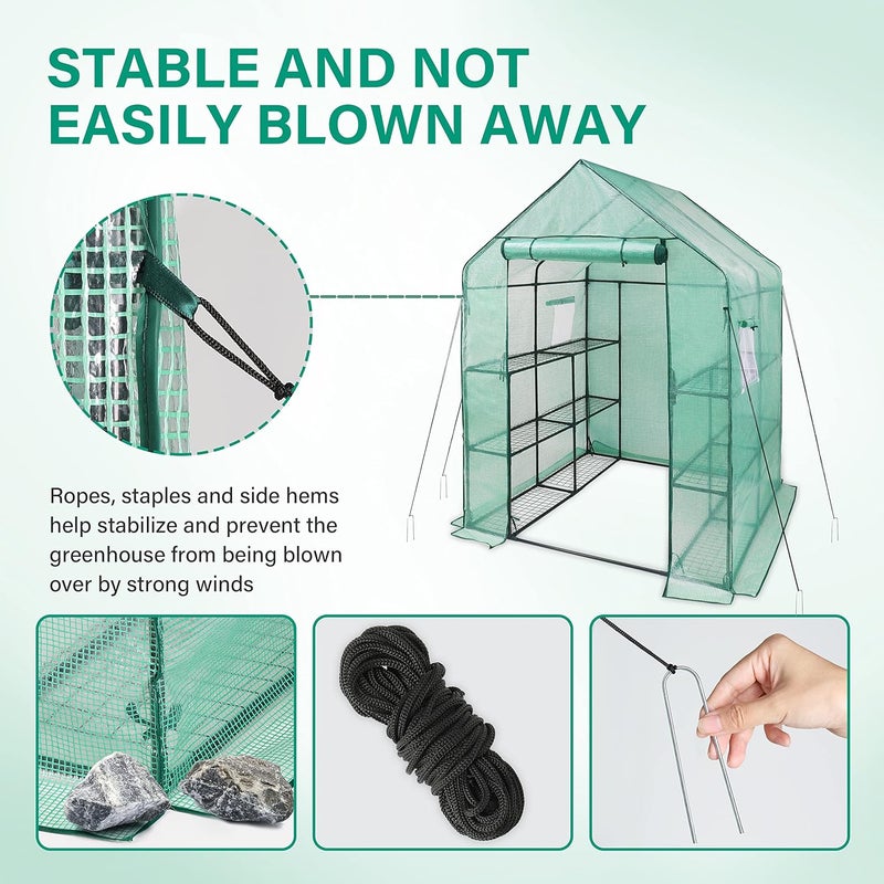 iPower Walkin Greenhouse Kit for Outdoors with Durable PE Cover and Observation Windows 3Tier 12Shelves Portable Gardening Plant House 47x48x64 FT - Image 4