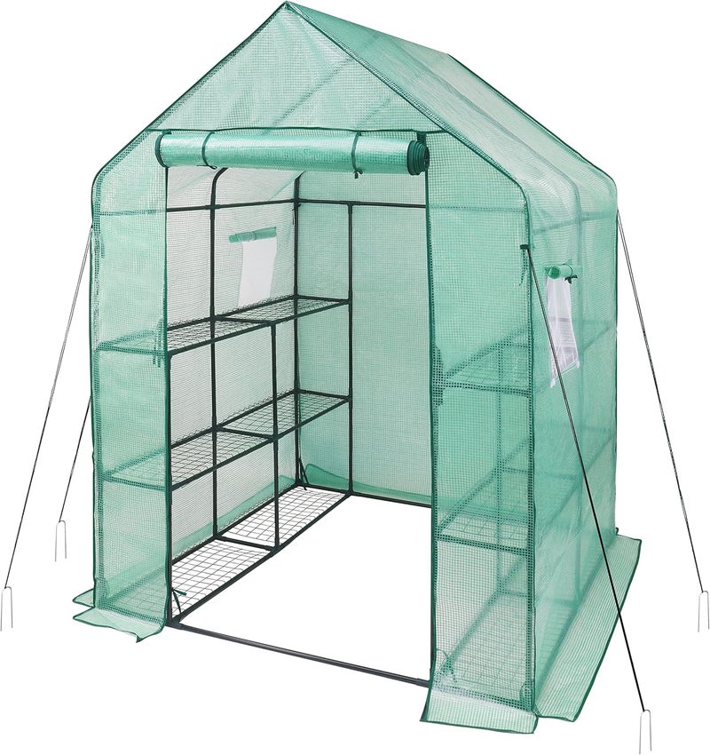 iPower Walkin Greenhouse Kit for Outdoors with Durable PE Cover and Observation Windows 3Tier 12Shelves Portable Gardening Plant House 47x48x64 FT - Image 1