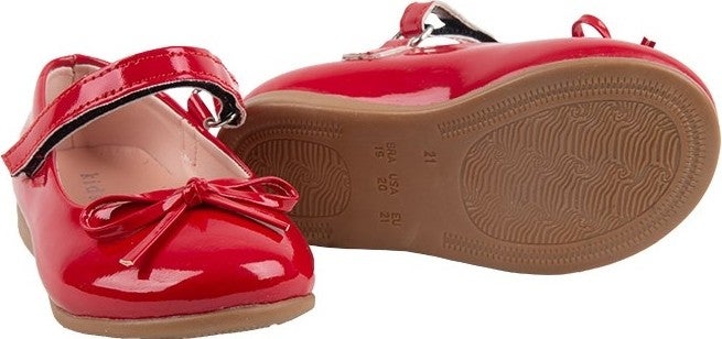 Kids A More Jessica Single Velcro Pu Leather Girls Ballerina Shoes Red  - Image 3