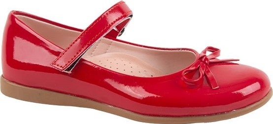 Kids A More Jessica Single Velcro Pu Leather Girls Ballerina Shoes Red  - Image 5