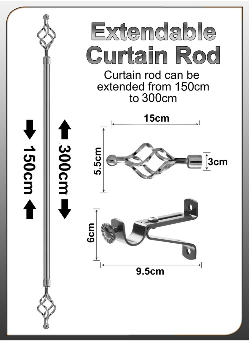 DBLEW Antique Roman Window Covering Curtains Rod Blinds Pipe Extendable 150 To 300cm Sunshades Pole Drapery Rail Hardware Adjustable With Round Ball Finials Set 3cm Diameter For Home And Office Decor  - Image 4