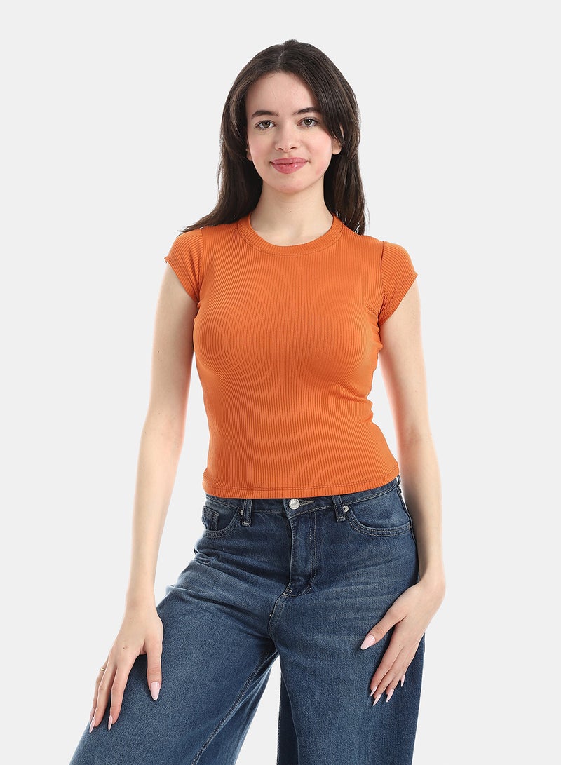 Andora Comfy Short Sleeve Top - Orange - Image 1