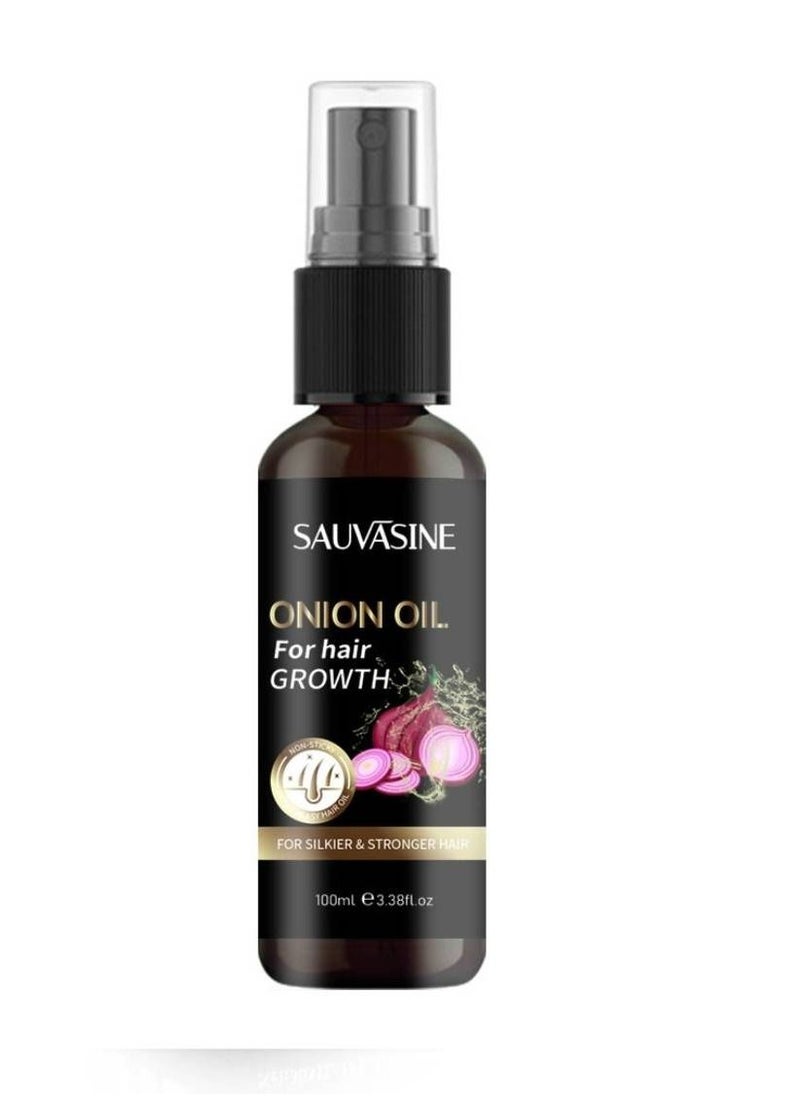SAUVASINE - Onion Hair Growth Oil with Natural Ingredients , 100% Virgin , Cold Pressed - Pure - Natural Oil with No harmful Chemical Added , Scalp Treatment , 100ml - Image 1