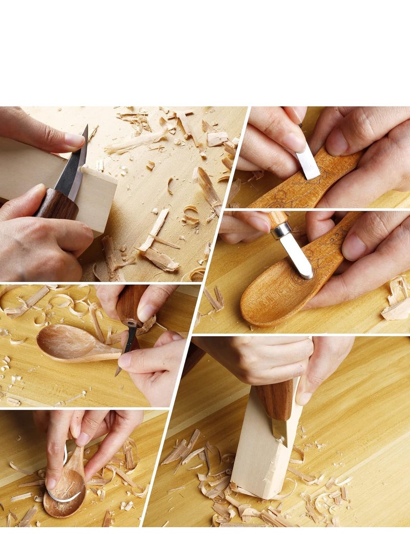 SYOSI 26-in-1 Wood Carving Kit with Detail Knife, Whittling Chisel Gloves, Knife Sharpener for Spoon, Bowl, Kuksa Cup (Carving Kits) - Image 5