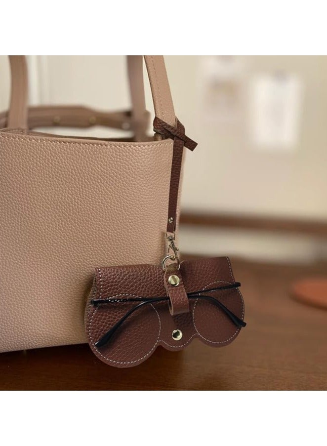 3pcs Portable Leather Sunglasses Pouch, Cute Cloud-Shaped Glasses Case with Wrist Strap for Women - Image 3