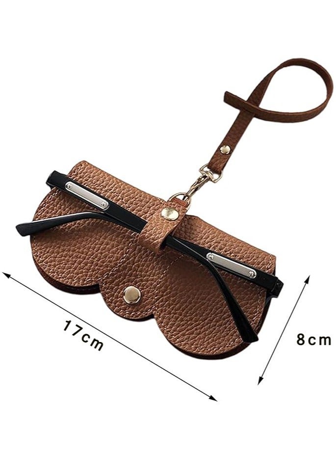 3pcs Portable Leather Sunglasses Pouch, Cute Cloud-Shaped Glasses Case with Wrist Strap for Women - Image 4