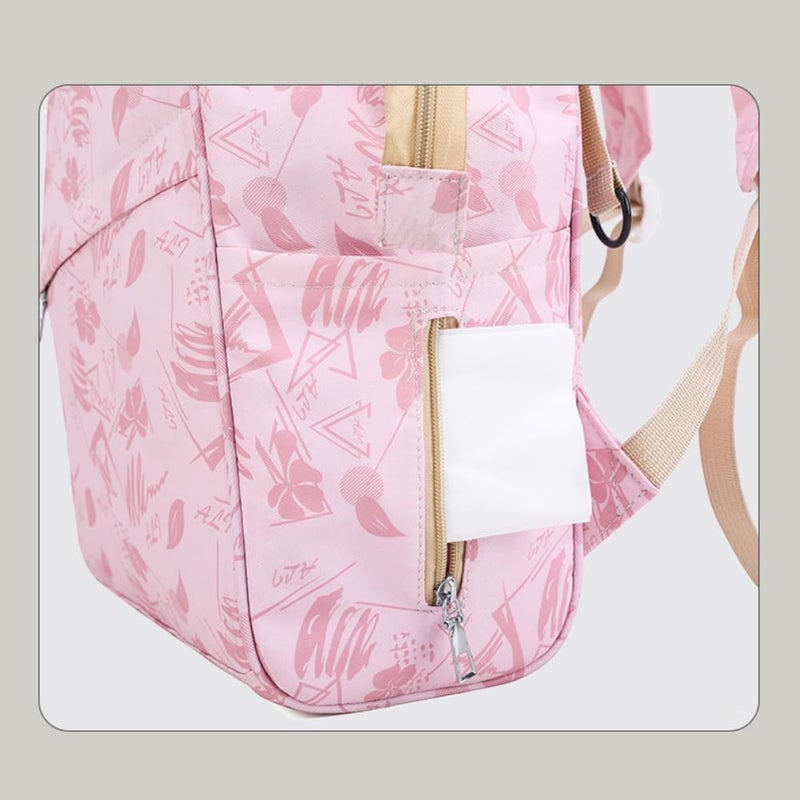 turtees Stylish Waterproof Diaper Bag Backpack with Multiple Pockets - Pink - Image 3
