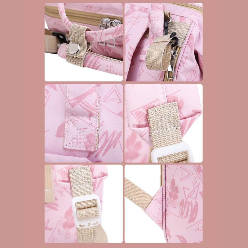 turtees Stylish Waterproof Diaper Bag Backpack with Multiple Pockets - Pink - Image 4