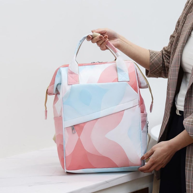 turtees Stylish Waterproof Diaper Bag Backpack with Multiple Pockets - Pink - Image 2