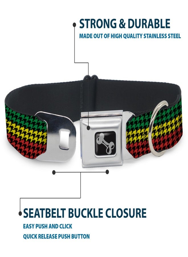 Buckle Down Buckle-Down Seatbelt Buckle Dog Collar - Houndstooth Black/Rasta - 1" Wide - Fits 9-15" Neck - Small, Multicolor (DC-W30827-S) - Image 4