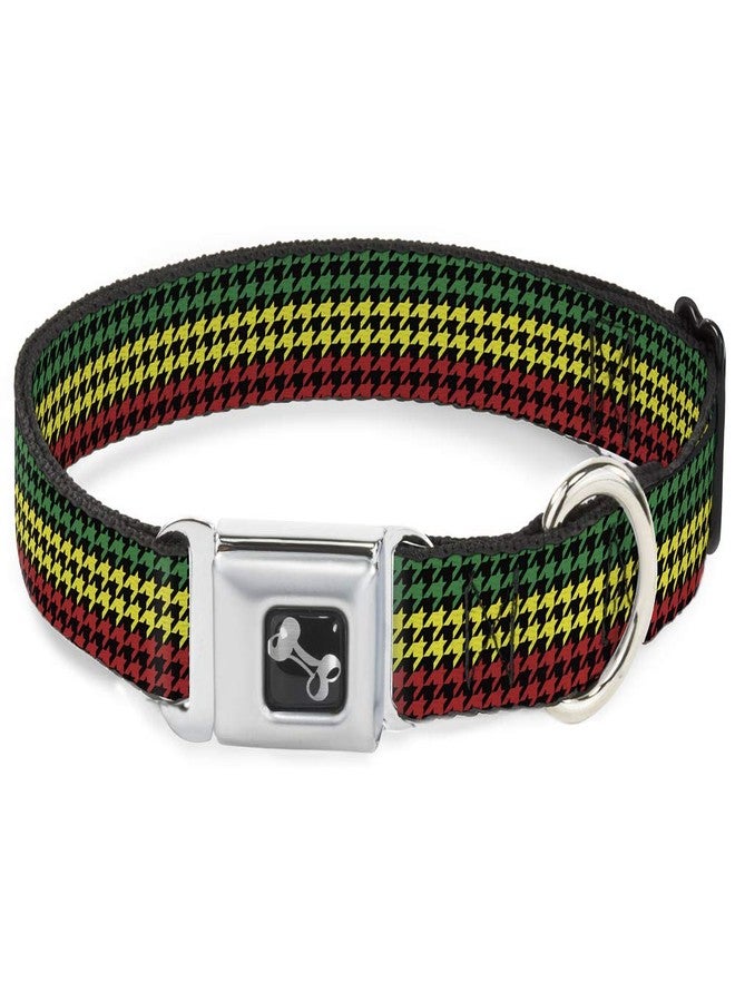 Buckle Down Buckle-Down Seatbelt Buckle Dog Collar - Houndstooth Black/Rasta - 1" Wide - Fits 9-15" Neck - Small, Multicolor (DC-W30827-S) - Image 1